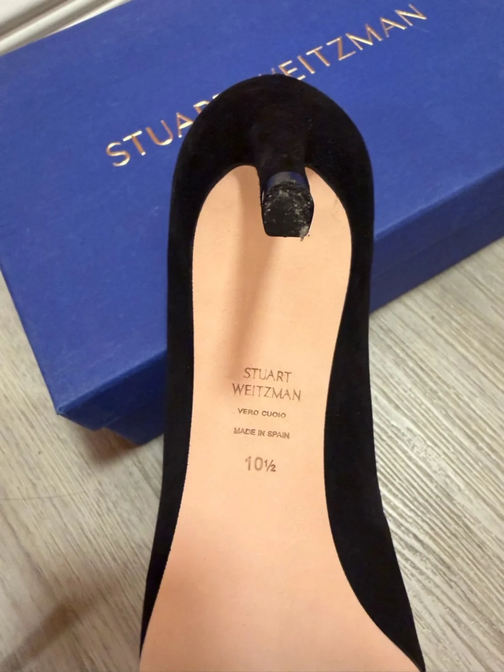 Stuart Weitzman Leigh 70 Black Suede Heels - Picture 3 of 4